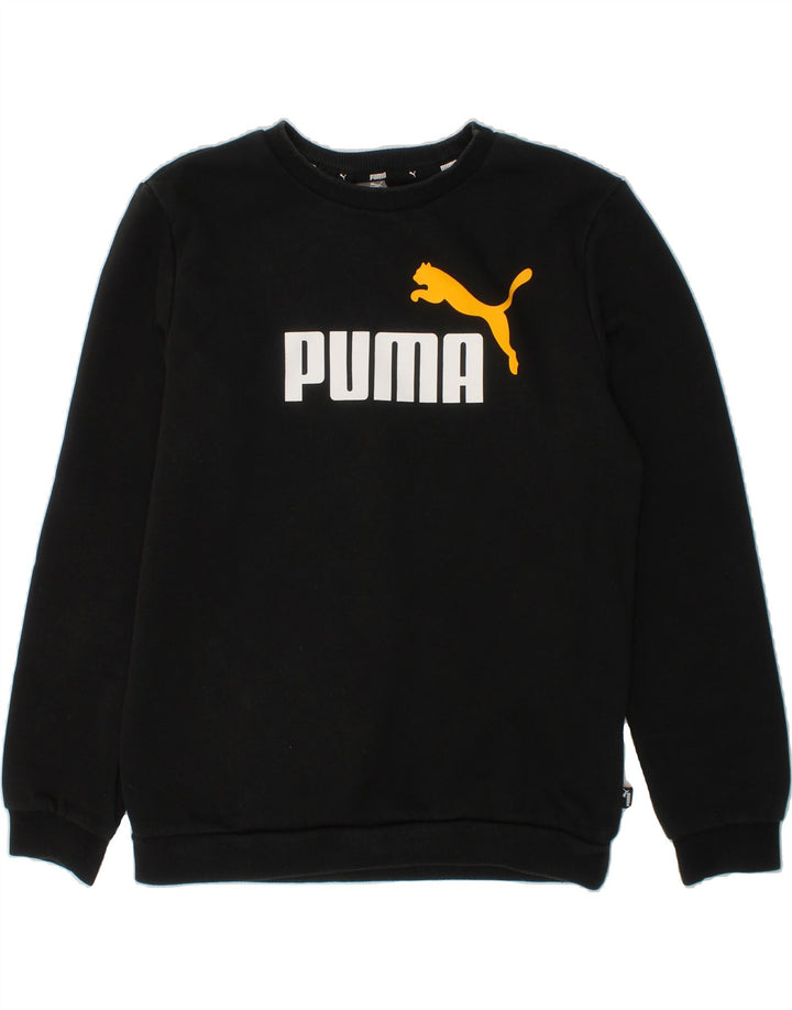 PUMA Boys Graphic Sweatshirt Jumper 13-14 Years Black Cotton Vintage Puma and Second-Hand Puma from Messina Hembry 
