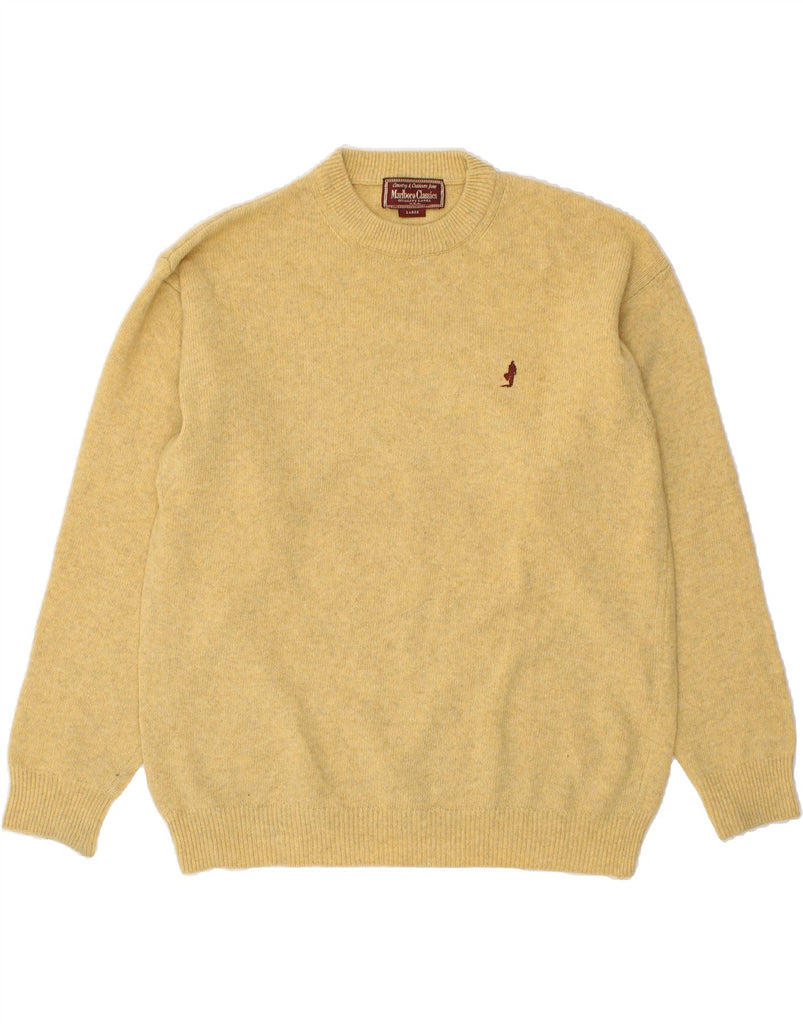 MARLBORO CLASSICS Mens Crew Neck Jumper Sweater Large Yellow Wool | Vintage Marlboro Classics | Thrift | Second-Hand Marlboro Classics | Used Clothing | Messina Hembry 