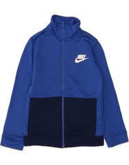 NIKE Boys Tracksuit Top Jacket 8-9 Years Small Blue Colourblock Polyester