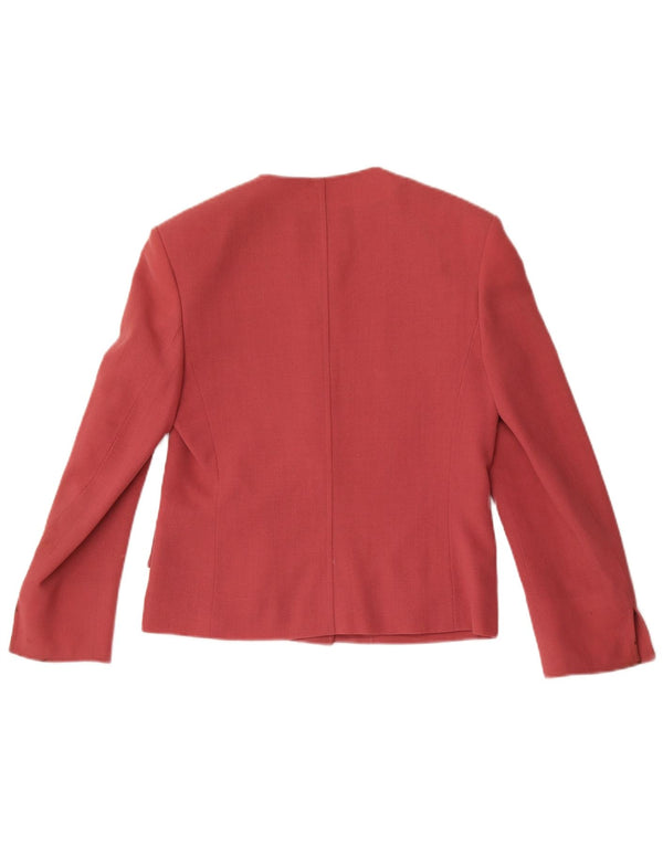 Jaeger Womens 4 Button Blazer Jacket UK 8 Small Pink Wool