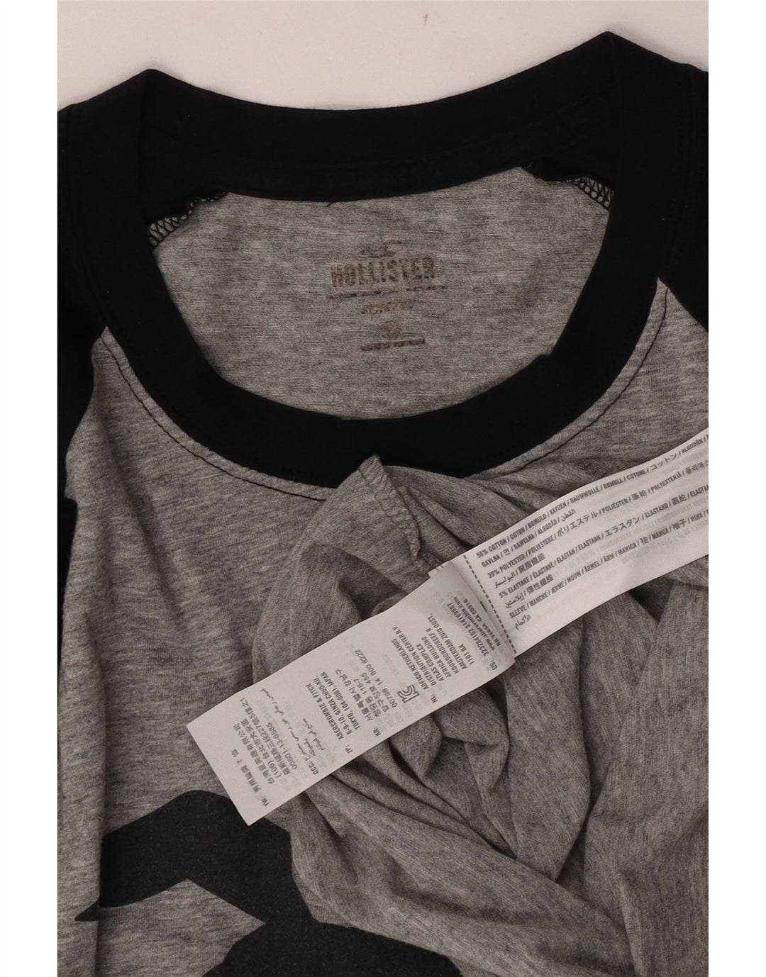 Hollister Mens Graphic T-Shirt Top Large Grey Colourblock