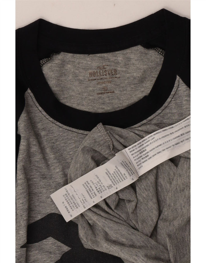 Hollister Mens Graphic T-Shirt Top Large Grey Colourblock