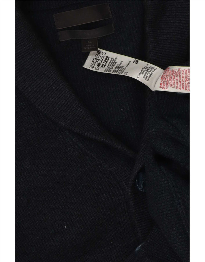 Marks & Spencer Mens Cardigan Sweater XL Navy Blue Polyester
