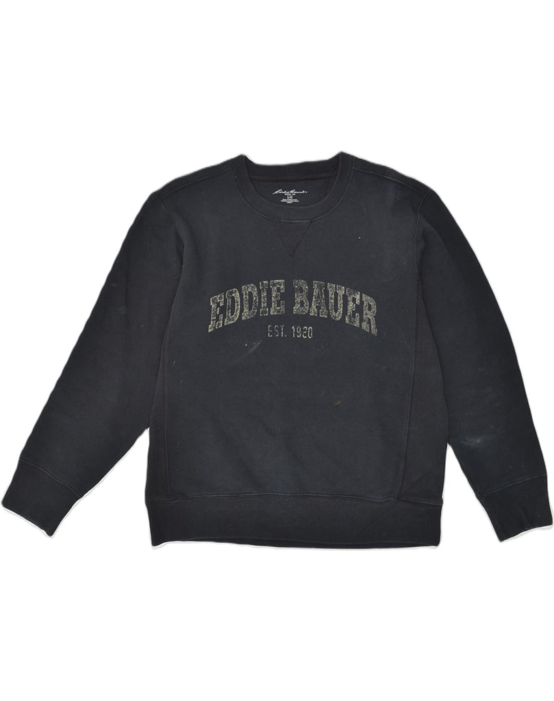 EDDIE BAUER Mens Graphic Sweatshirt Jumper Large Navy Blue Cotton | Vintage Eddie Bauer | Thrift | Second-Hand Eddie Bauer | Used Clothing | Messina Hembry 