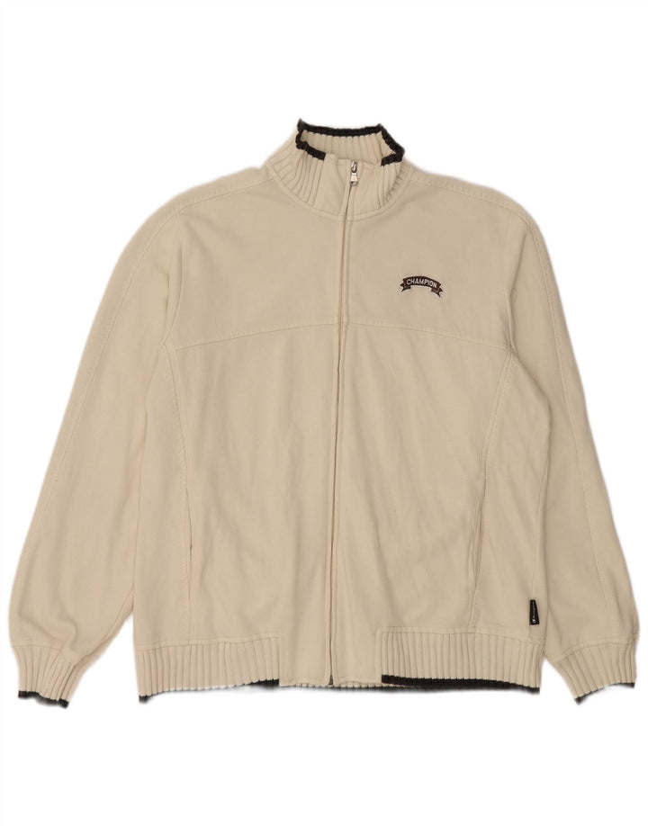 CHAMPION Mens Tracksuit Top Jacket Large White Cotton