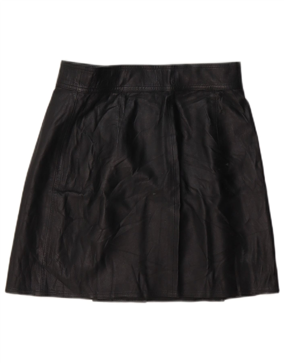 Vintage Womens Leather Skirt W28 Medium Black