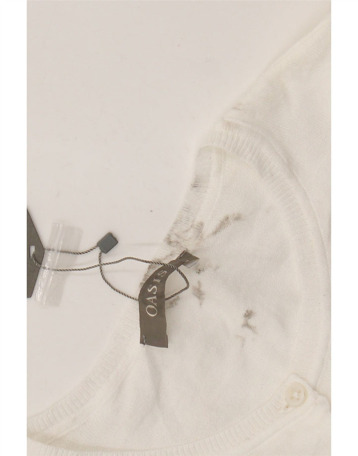 Oasis Womens Crop Bolero Jumper UK 12 Medium White Cotton