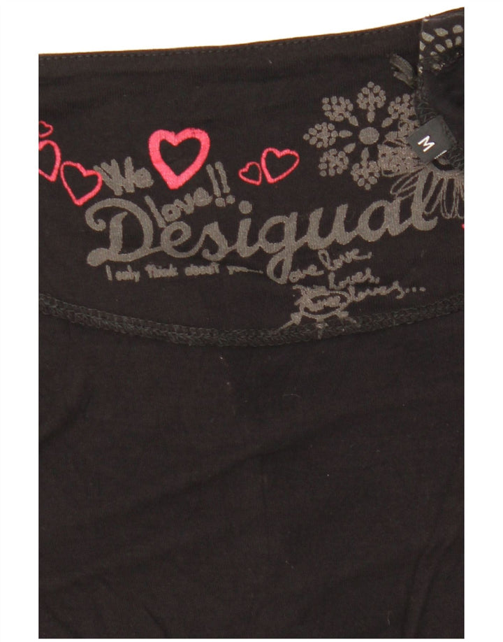 Desigual Womens Oversized Graphic Blouse Top UK 14 Medium Black Geometric
