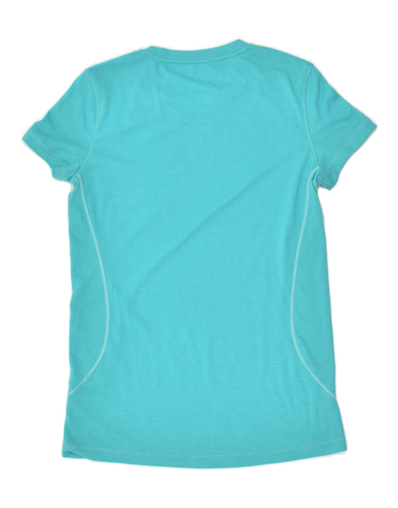 ADIDAS Womens Running Graphic T-Shirt Top UK 10 Small Turquoise Polyester | Vintage Adidas | Thrift | Second-Hand Adidas | Used Clothing | Messina Hembry 