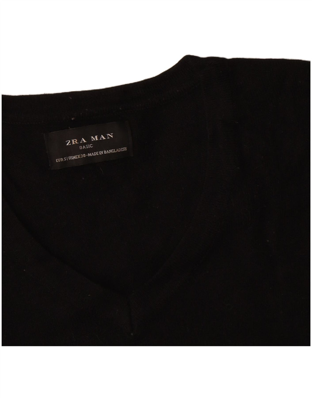 Zara Mens V-Neck Jumper Sweater Small Black