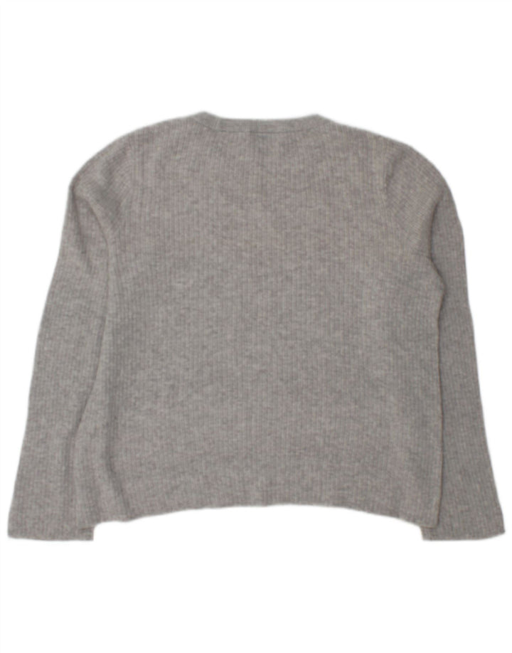 Topshop Womens Boat Neck Jumper Sweater UK 12 Medium Grey Viscose