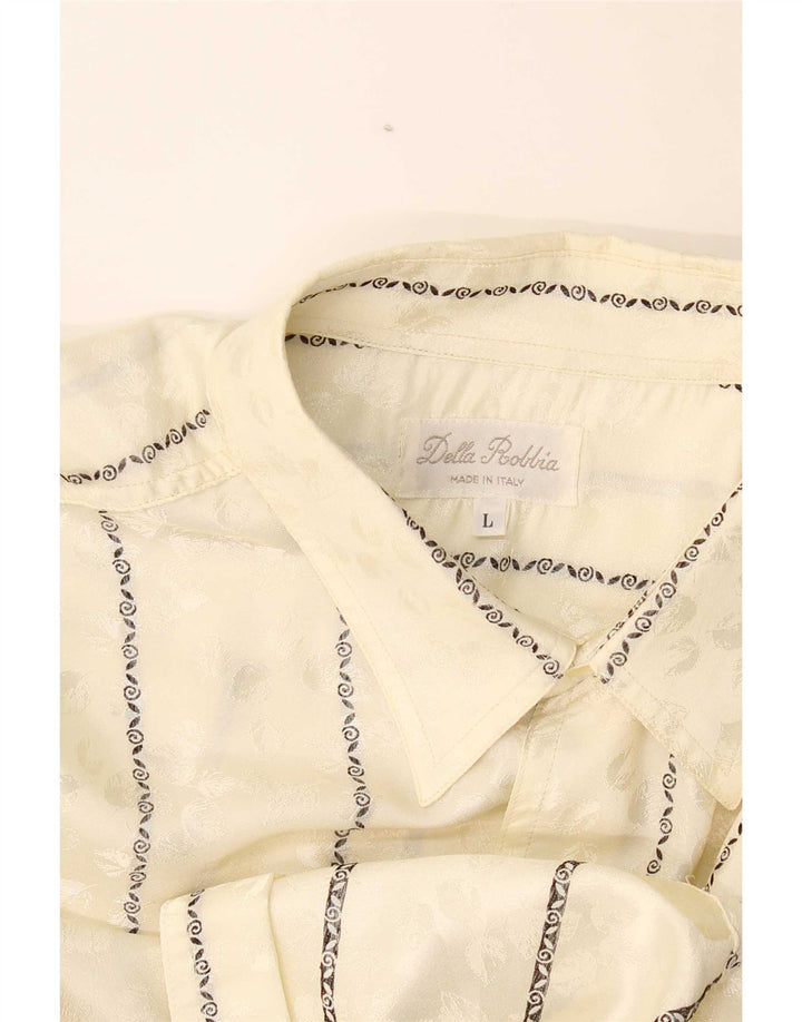 Vintage Mens Shirt Large Beige Striped