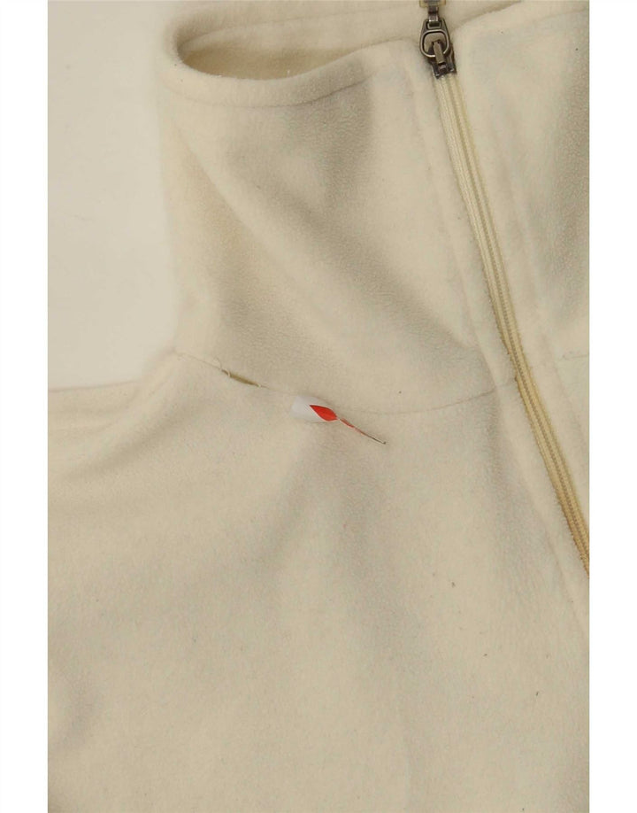 Champion Mens Zip Neck Fleece Jumper Large Off White Polyester