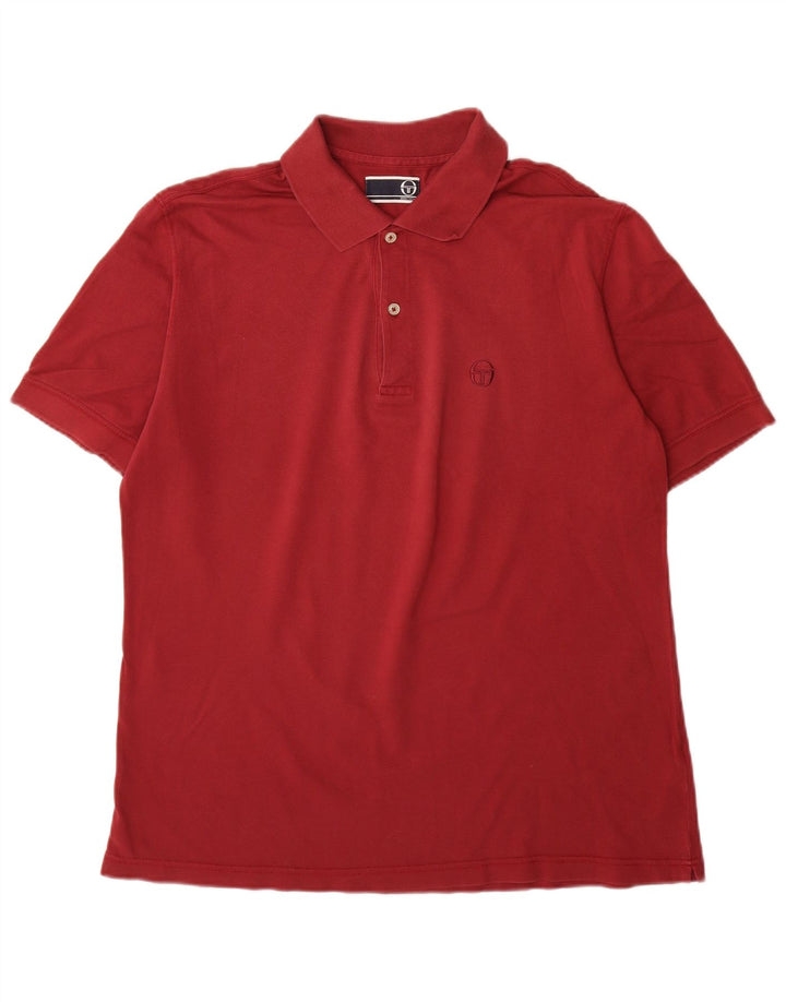 Sergio Tacchini Mens Polo Shirt Large Burgundy Cotton