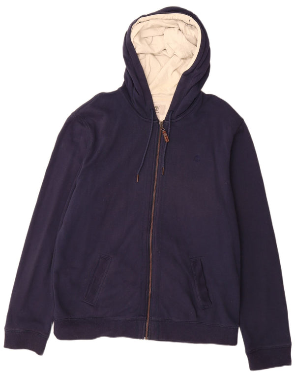 Timberland Mens Regular Fit Zip Hoodie Sweater XL Navy Blue Cotton