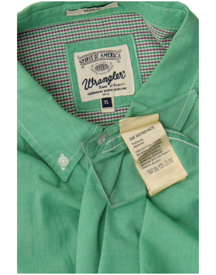 Wrangler Mens Regular Fit Shirt XL Green Cotton