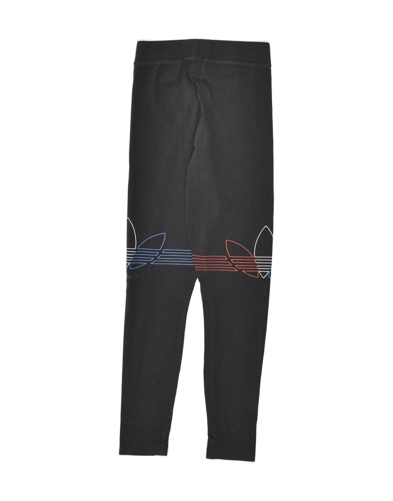 ADIDAS Womens Graphic Leggings UK 6 XS Black Cotton | Vintage Adidas | Thrift | Second-Hand Adidas | Used Clothing | Messina Hembry 