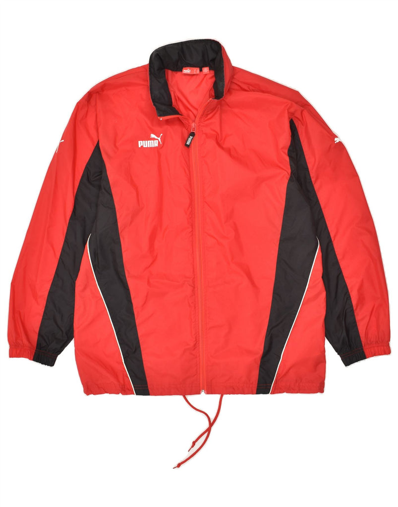 PUMA Mens Hooded Rain Jacket UK 38 Medium Red Nylon | Vintage Puma | Thrift | Second-Hand Puma | Used Clothing | Messina Hembry 