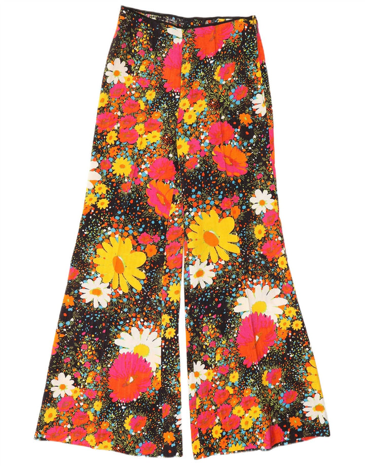 VINTAGE Womens High Waist Casual Trousers W26 L31  Multicoloured Floral