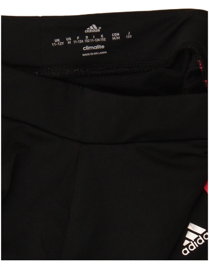 ADIDAS Girls Climalite Leggings 11-12 Years Black Polyester