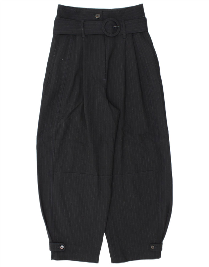 Zara Womens Harem Trousers Small W26 L25 Navy Blue Pinstripe Polyester