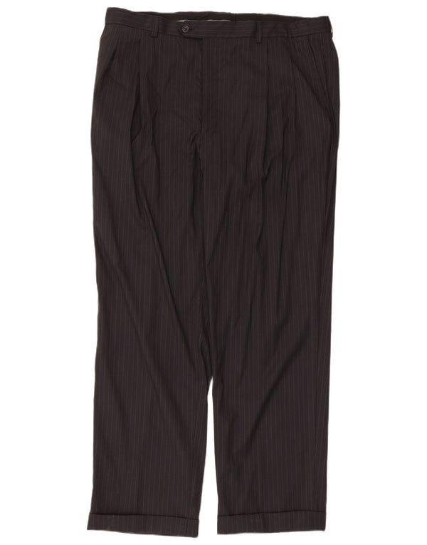 Valentino Mens 3 Button 2 Piece Suit IT 56 3XL W40 L31 Grey Pinstripe Wool