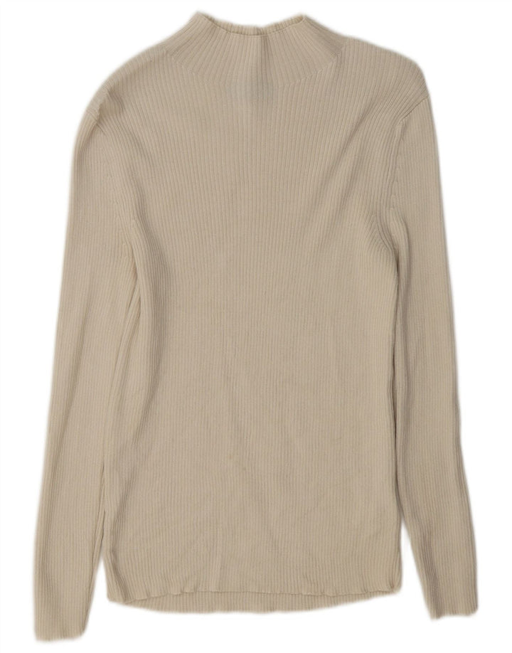 Marks & Spencer Womens Turtle Neck Jumper Sweater UK 12 Medium Beige Wool
