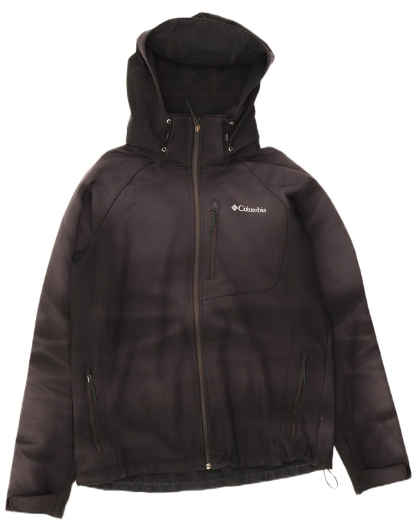 Columbia Mens Hooded Windbreaker Jacket UK 40 Large Black Tie Dye Polyester