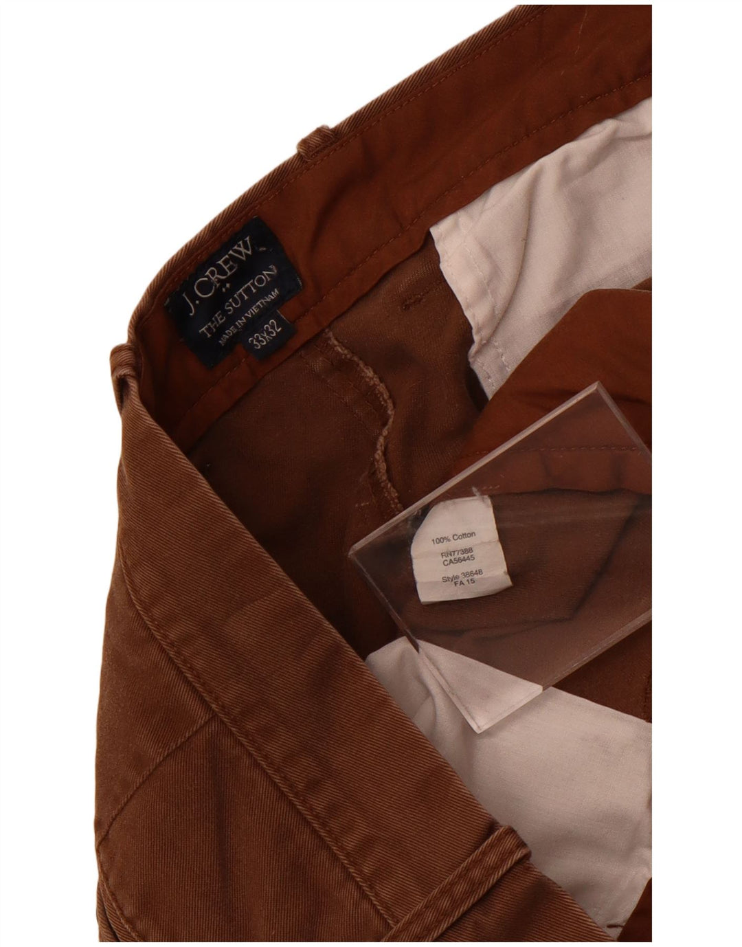 J. Crew Mens The Sutton Straight Chino Trousers W33 L29 Brown Cotton