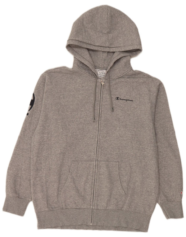 Champion Mens Graphic Zip Hoodie Sweater XL Grey Cotton