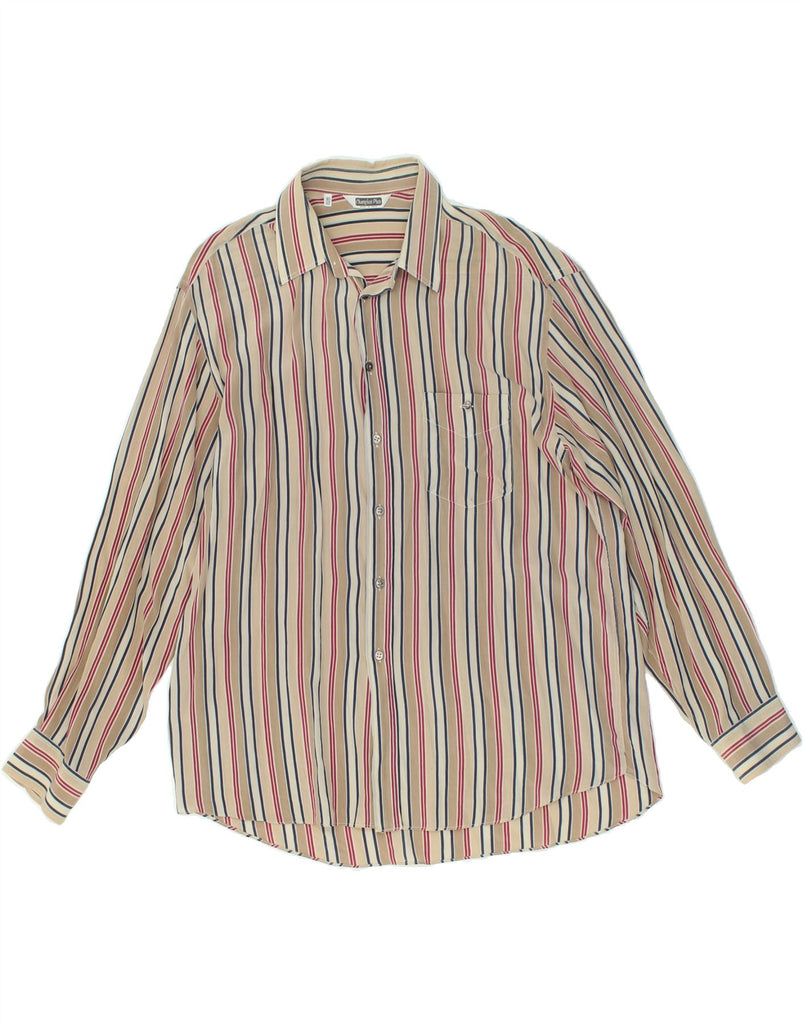 CHAMPION PLUS Mens Shirt Size 16 1/2 42 Large Beige Striped | Vintage Champion Plus | Thrift | Second-Hand Champion Plus | Used Clothing | Messina Hembry 