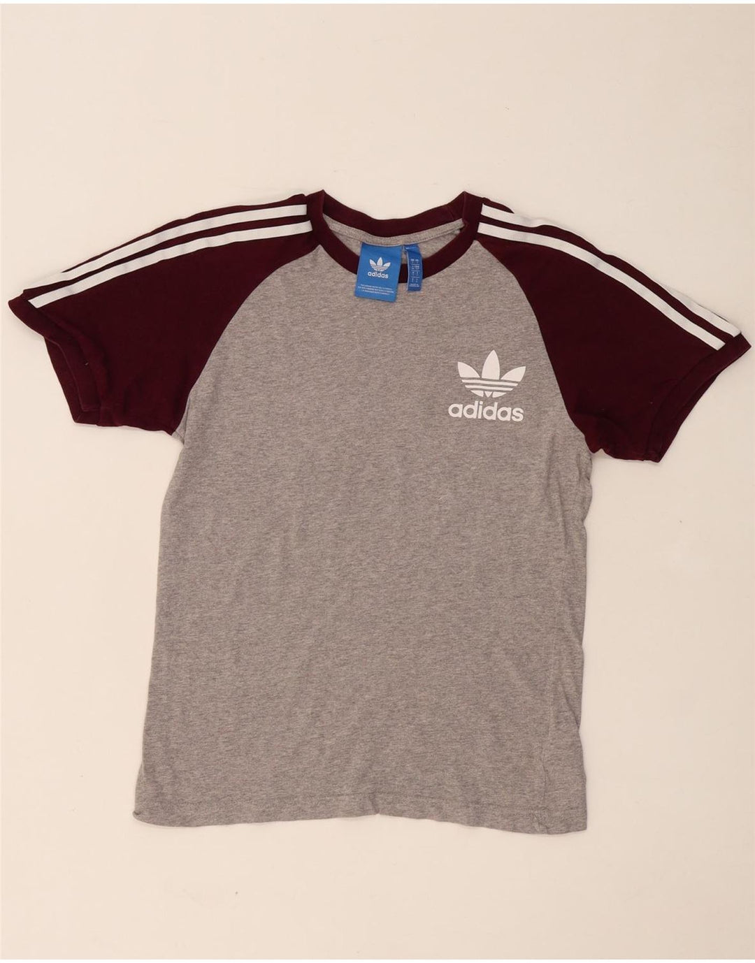 ADIDAS Mens T-Shirt Top Small Grey Colourblock Cotton