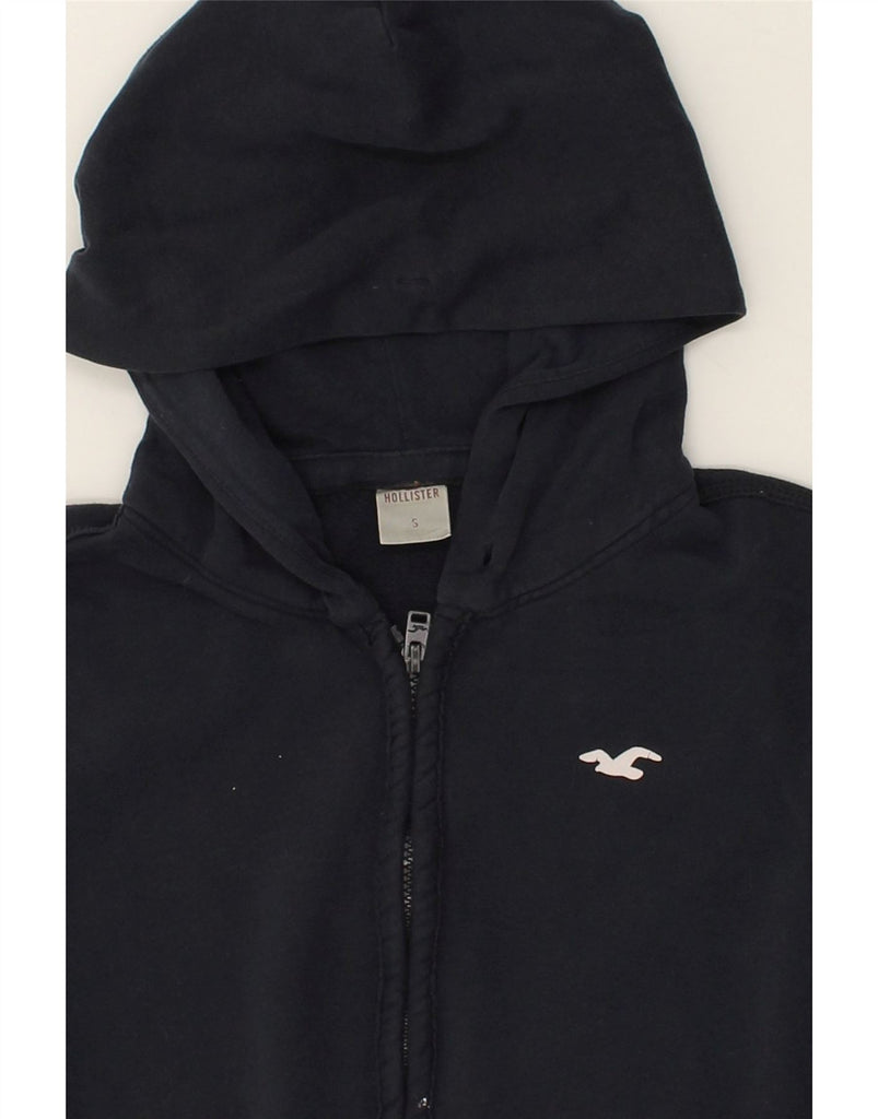 HOLLISTER Womens Graphic Zip Hoodie Sweater UK 10 Small Navy Blue Cotton | Vintage Hollister | Thrift | Second-Hand Hollister | Used Clothing | Messina Hembry 