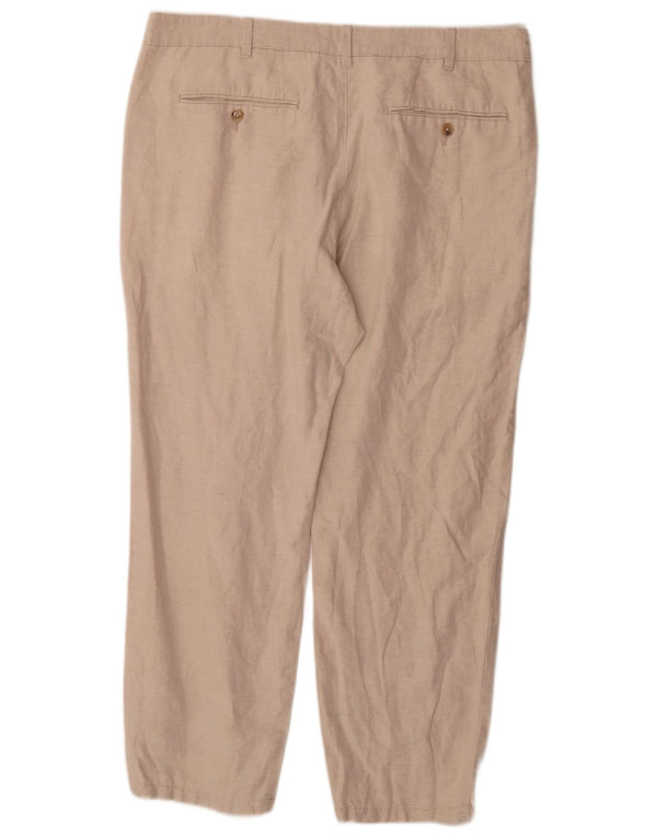 Marks & Spencer Mens Straight Chino Trousers W38 L29 Beige Cotton