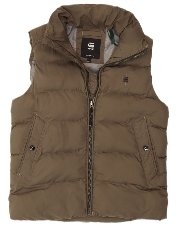 G-Star Mens Padded Gilet UK 38 Medium Khaki Polyester