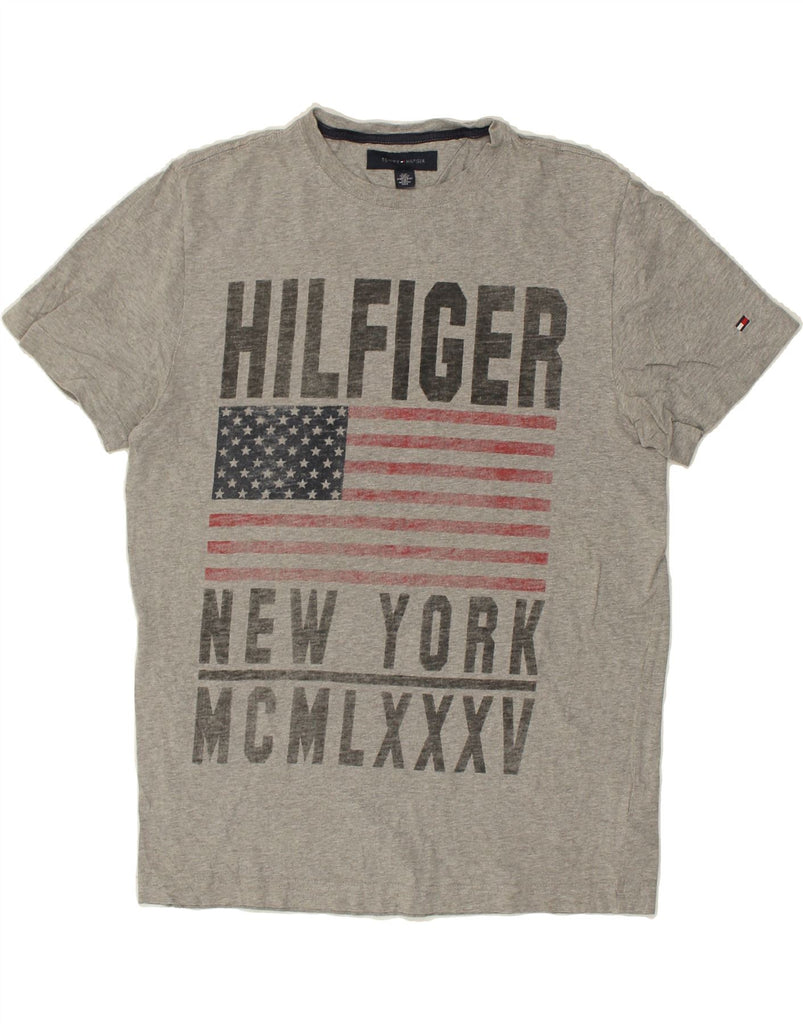 TOMMY HILFIGER Mens Graphic T-Shirt Top Small Grey Cotton | Vintage Tommy Hilfiger | Thrift | Second-Hand Tommy Hilfiger | Used Clothing | Messina Hembry 