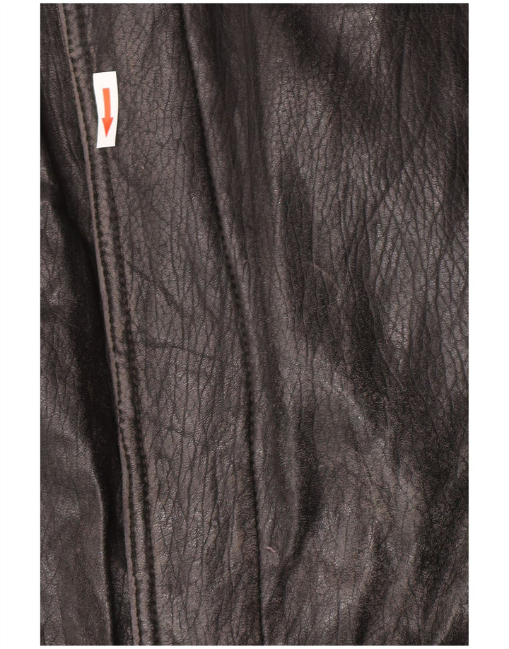Vintage Womens Leather Jacket IT 52 2XL Black Leather