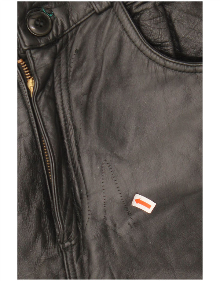 MOUTON BLANC Womens Straight Leather Trousers Large W30 L28 Black