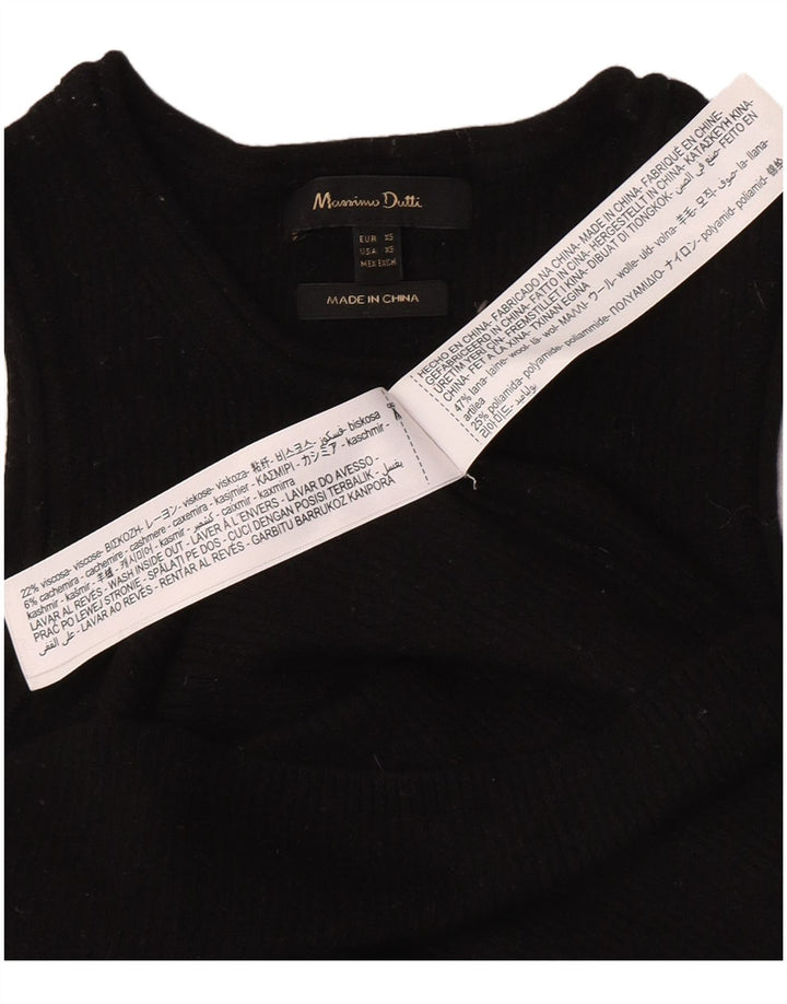 Massimo Dutti Womens Vest Top UK 4 XS Black Wool