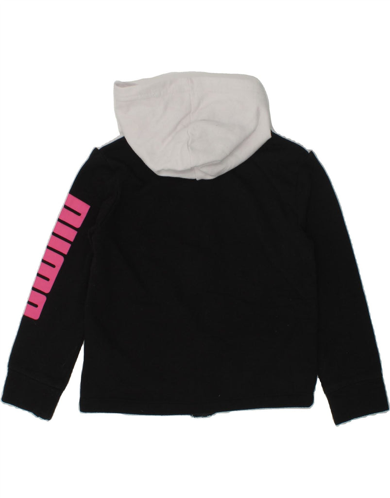 PUMA Girls Graphic Zip Hoodie Sweater 3-4 Years Black Colourblock Cotton | Vintage Puma | Thrift | Second-Hand Puma | Used Clothing | Messina Hembry 