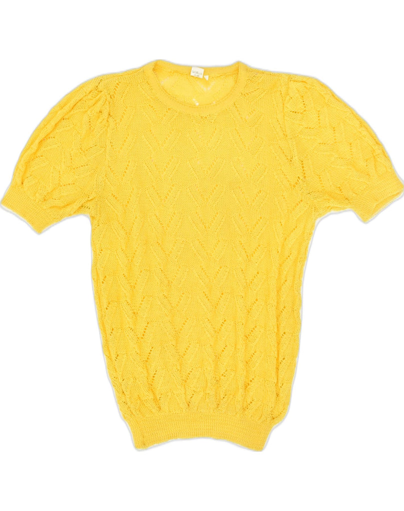 VINTAGE Womens Short Sleeve Crew Neck Jumper Sweater IT 46 Large Yellow | Vintage Vintage | Thrift | Second-Hand Vintage | Used Clothing | Messina Hembry 