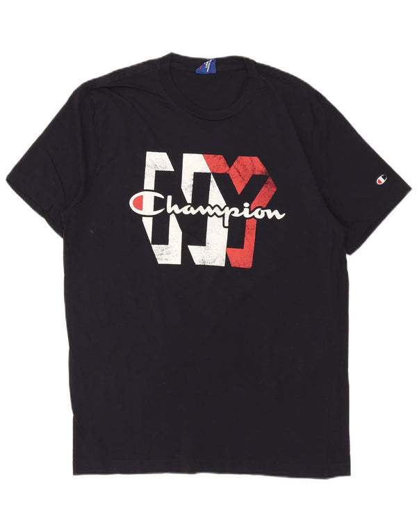 CHAMPION Mens Graphic T-Shirt Top Large Navy Blue
