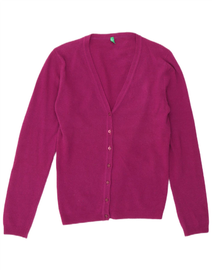 Benetton Womens Cardigan Sweater UK 8 Small Purple Wool