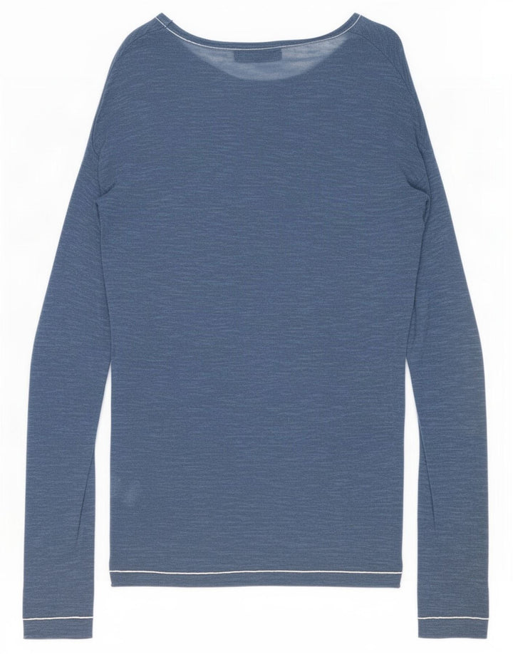 Zara Mens Top Long Sleeve Large Navy Blue Cotton