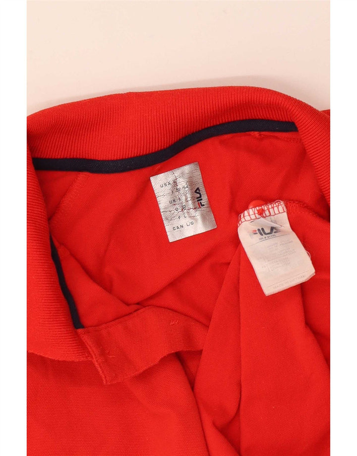 Fila Mens Polo Shirt Large Red Colourblock Polyamide