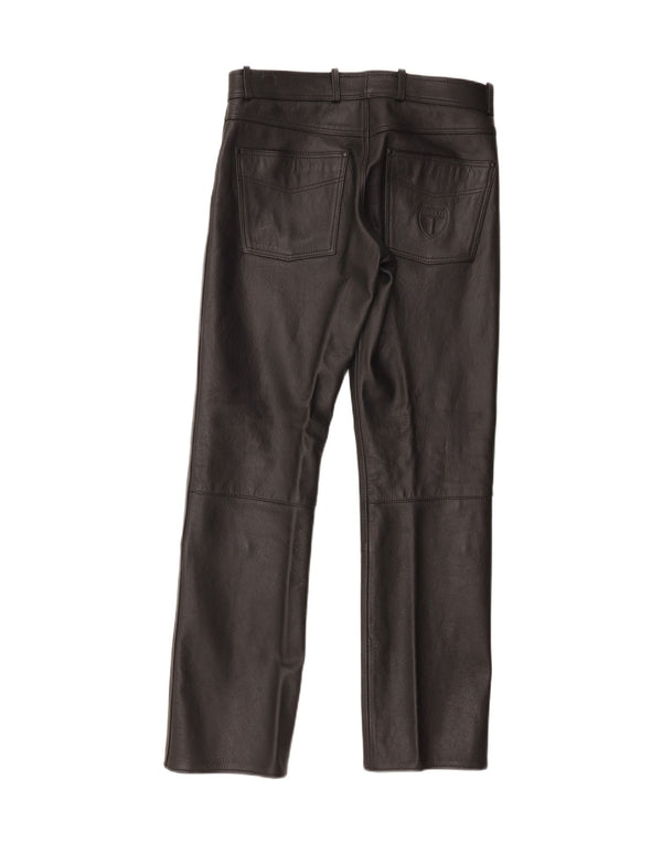 Highway 1 Mens Straight Leather Trousers IT 50 Large W34 L32 Black Leather