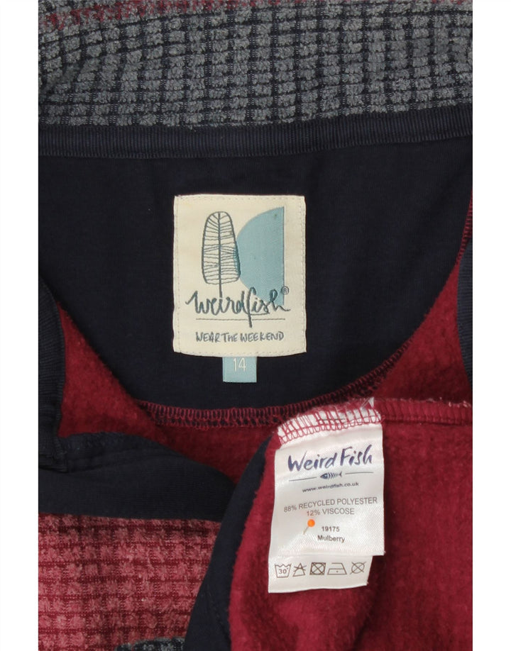 Weird Fish Womens Fleece Jacket UK 14 Large Burgundy Polyester