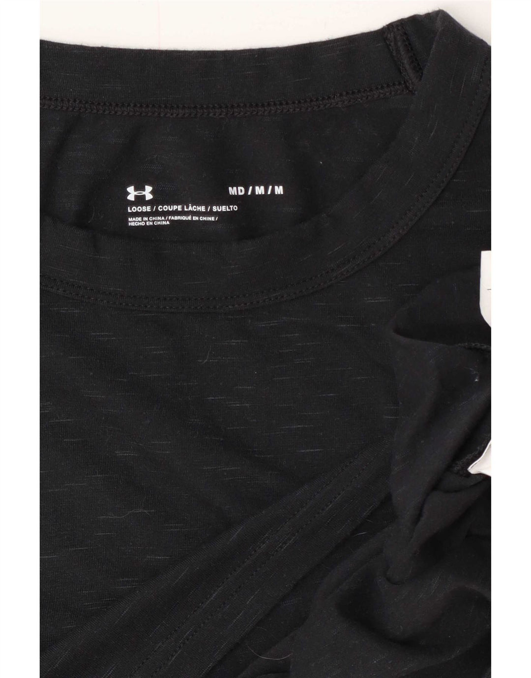 Under Armour Womens Crop Top Long Sleeve UK 14 Medium Black Cotton