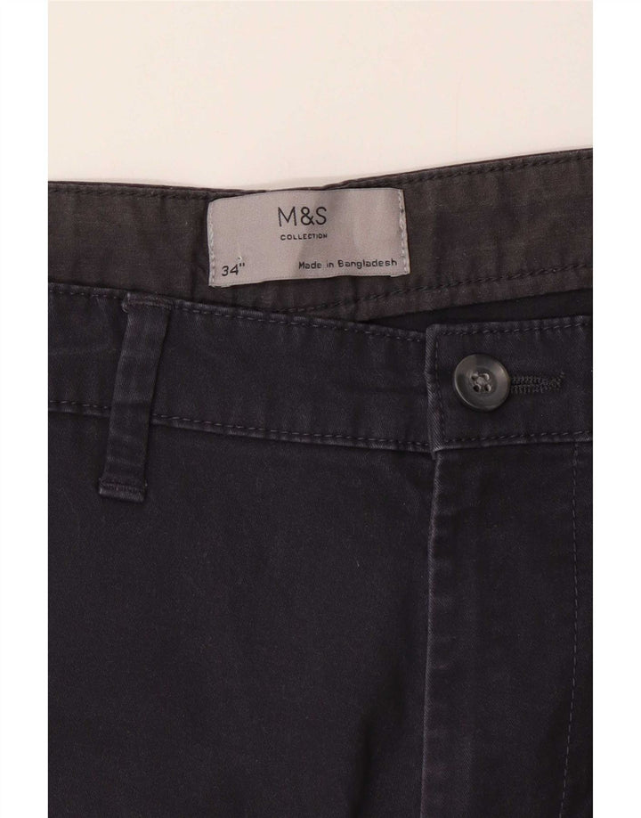 Marks & Spencer Mens Chino Shorts W34 Large Navy Blue Cotton