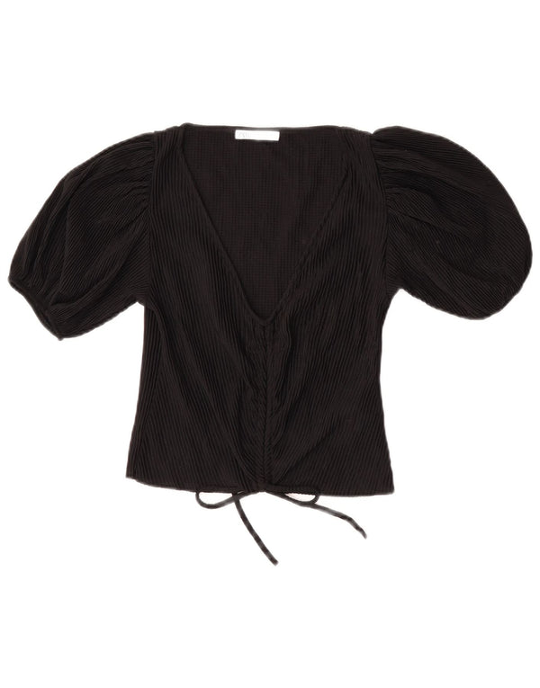 Zara Womens Crop Blouse Top UK 8 Small Black Polyester